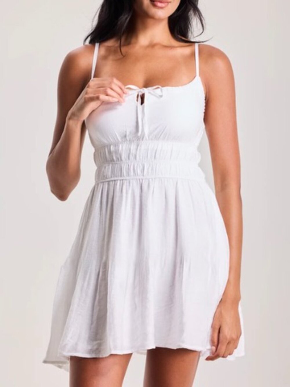 Blue Island White Smocked Mini Dress Womens Size S Cover Up NEW